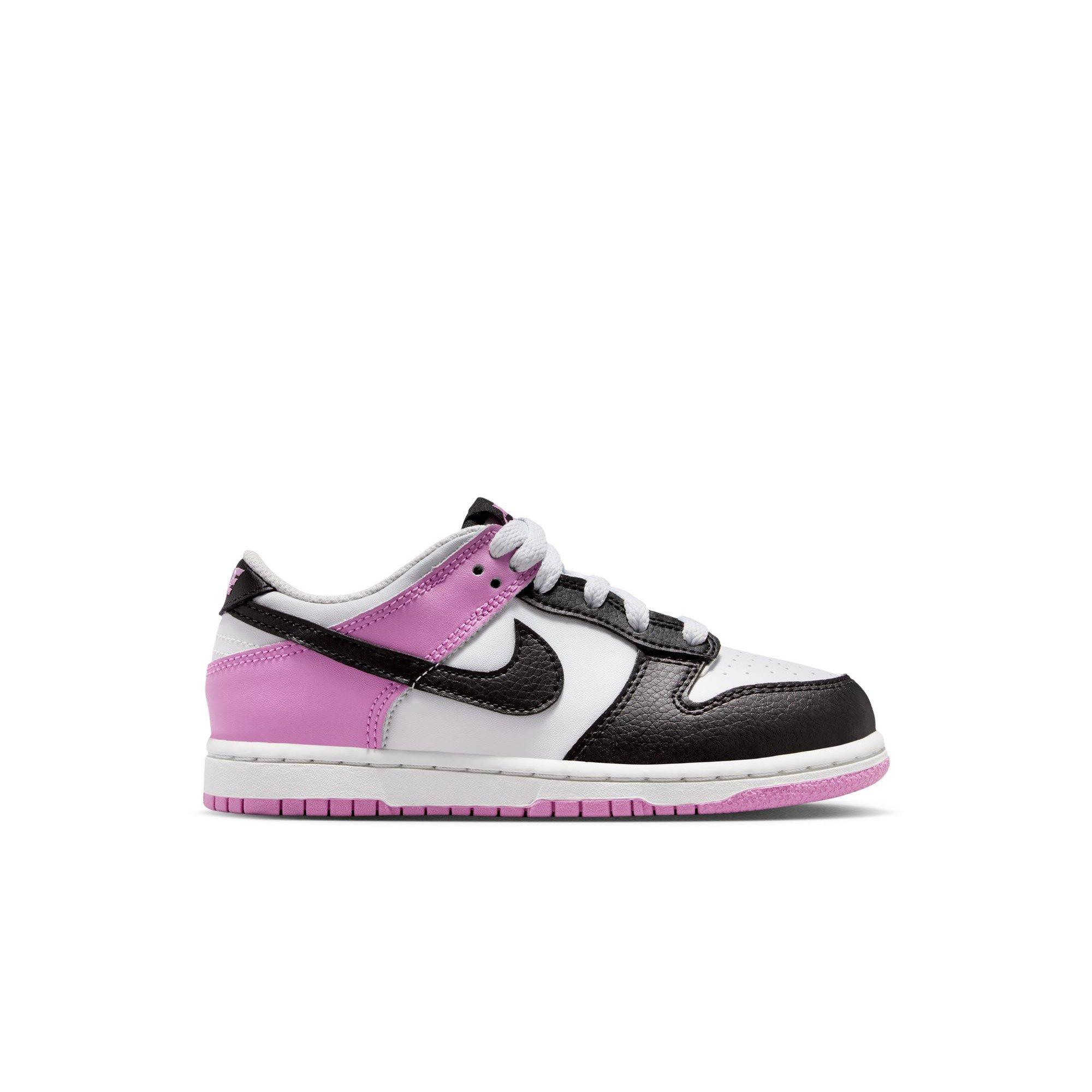 Nike Dunk Low "Off White/Black/Lt Magenta" Preschool Girls' Shoe - BLACK/PURPLE